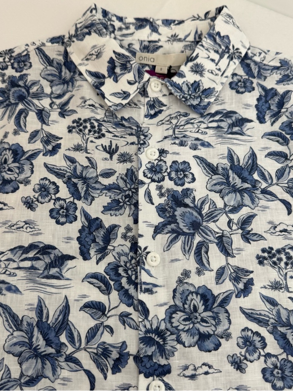 NWT ONIA $245 JACK AIR LINEN SHIRT Men’s S Liberty  Lagoon Fabric MULTI Floral